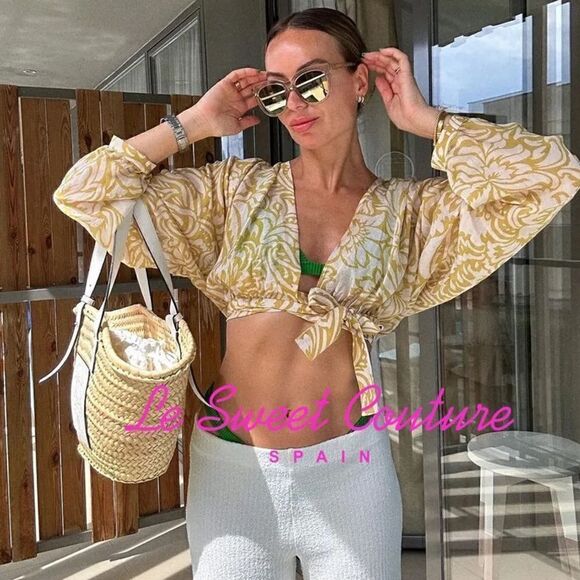 ZARA PRINTED WRAP TOP WITH TIE DETAIL - Picture 5 of 10